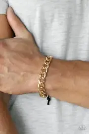 Paparazzi Chain Link Pull String Bracelet Mens/Renegade - Gold