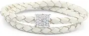 [Shiels] White Double Leather Wrap Crystal Magnetic Bracelet