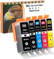 D&C 5 Printer Cartridges for Canon PGI-520 CLI-521 Pixma Ip3600 Ip4600 Ip4700 MP