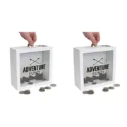 2PK Splosh Wood Adventure Fund Change Box 18x18cm Square - White