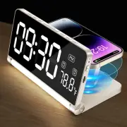 Digital Alarm Clock with Wireless Charging and Night Light for Bedroom,Dual Alar