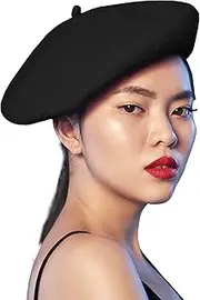 Skeleteen Black French Style Beret - Women's Classic Beret Hat For Casual Use - 1 Piece