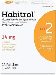 Habitrol Nicotine Transdermal System Patch | Stop Smoking Aid | Step 2 (14 mg) | 14 Patches (2 Week Kit) | Packaging May Vary