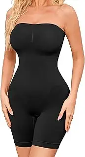 [HOMETA] Strapless Bodysuit Shapewear Tummy Control for Women Seamless Full Body Shaper Shaping Shorts with Removable Straps, Black, Large
