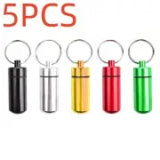5Pack outdoor Pill box Keychain Medicine Case Bottle Drug Holder container