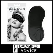 Sex & Mischief Satin Blindfold Black Comfortable Elegant Shaped Double Layered