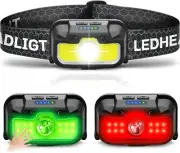 LED COB Headlamp USB Rechargeable Headlight Torch Work Light Bar Head Band Lam