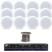 PDIC81RD 8" 2Way Speakers, Speaker Wire, 6-Channel Speaker Selector,bundle