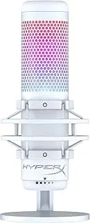 HyperX QuadCast S – RGB USB Condenser Microphone for PC, PS5, Mac, Anti-Vibration Shock Mount, 4 Polar Patterns, Pop Filter, Gain Control, Gaming, Streaming, Podcasts – White