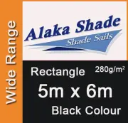 Extra Heavy Duty Shade Sail Black Rectangle 5x6m, 5m x 6m, 5 by 6m, 5 x 6m 5mx6m