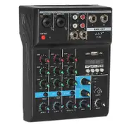 Professional 4 Channel Bluetooth Mixer Audio Mixing DJ Console with Reverb Effect for Home Karaoke USB Live Stage KTV black