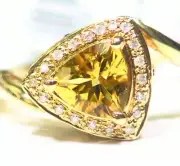 1.10CT 14K Solid Gold Natural Beryl White Diamond Vintage Engagement Ring Deco