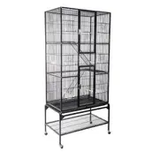 Rolling Large Bird Cage Cockatiel Parrot w/Detachable Stand Ladder Storage Perch