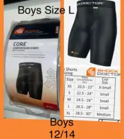 Shock Doctor Boy's SZ Large 26 Core Compression Shorts w Cup Pocket Black 12 14