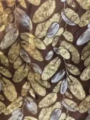 NEW Donghia Rubelli Magnolia Leaf Brown Gold Silver Upholstery Fabric BTY