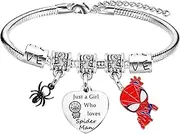 [DBIMSPC] Superhero Bracelets Daughter Charm Bracelets Superhero Accessories Granddaughter Bracelets Superhero Gifts for Friends Sister Movie Fans Gifts, One Size, Stainless Steel, no gemstone