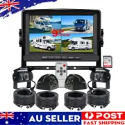 9" Quad Monitor Splitscreen DVR + 4x Rear Sides View Reversing Camera Bus Truck