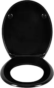 Soft Close Toilet Seat with Soft Close Mechanism, Thermoplastic, 37 x 44 cm, Black