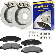 [Goodyear] Brakes PRC54741F | Front Brake Kit w/Two(2) Coated Brake Calipers & Two(2) Coated Brake Rotors & Carbon-Ceramic Brake Pads fit Ford F-150 08-04 NOTE: fit RWD models w/ 6 lug wheels only