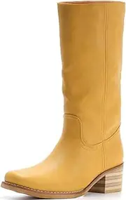 [CEPEPRIN] Women's Square Toe Boots Comfortable Chunky Block Heel Casual Boots Mid Calf Riding Boots