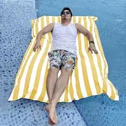 140x180cm Floating Bean Bag Cover for Swimming Pool with Inner Liner No Filler -Reusable Bean Bag for Swimming- Floating Bean Bags Pouf Cover Home Outdoor Garden Beach Camp(Yellow)