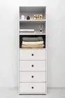 NNEDSZ GENEVA 3 SHELF 4 DRAWER BUILT IN WARDROBE - WHITE - VJ PANEL - ROUND BLAC