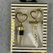 2pc Heart-Shaped Corkscrew Bottle Opener & Stopper Set for Wine Wedding Gift