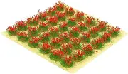 1 Sheet Grass Grain Artificial Grass Underlay Grass Miniatures Fairy Garden Accessories Fake Plants Simulation Cluster Miniature Landscape Decor Miniature Tuft Red TEHAUX