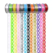 12 Roll Washi Tape Lace Pattern, 16 Mm Wide Decorative Masking Adhesive Tape Set
