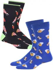 BEER FOOTBALL AND PIZZA 2 PACK DRESS CREW SOCKS