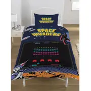 Space Invaders Single Quilt Cover Set - Coin Reversible