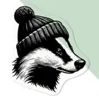 'Badger in a Bobble Hat' Clear Decal Stickers (DC045381)