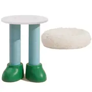 MAKESURE 3-in-1 Cat Scratcher, Bed, and Side Table，Green Boots+White Bed
