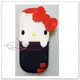 ♥小花花日本精品♥ Hello Kitty 可愛站姿 紅色立體蝴蝶結-蘋果-牛仔 硬殼布質眼鏡盒 99930202