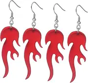 TOYANDONA 2 Pairs Flame Earrings Festival Earrings Fire Ear Jewelry Punk Jewelry Red Acrylic