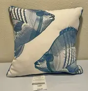 Pier One 1 Pillow Indoor Outdoor Fish Sequins New Blue Green White