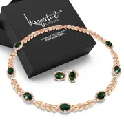Boxed Georgina Necklace and Earrings Set Emerald Embellished with SWAROVSKI® Crystals