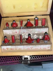 12 Piece Router Bit Set Trimming Straight 1/4 Shank Woodworker Milling Cutter