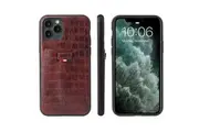 For iPhone 11 Pro Max Case Crocodile Pattern PU Leather Wallet Cover Brown
