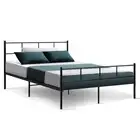 Artiss Metal Bed Frame Double Size Platform Foundation Mattress Base Sol Black s