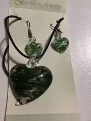 Handblown Glass Jewellery Necklace & Earrings Set