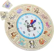 ANDRESLAD Cognitive Wooden Clock for Animal Design Interactive Learning Puzzle for Educational Clock for Intellectual Development