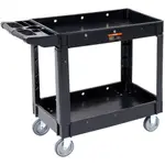 VEVOR Utility Service Cart, 2 Shelf 550LBS Heavy Duty Plastic Rolling Utility Cart with 360 Swivel Wheels, Medium Lipped Shelf, Ergonomic Storage Han