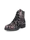 Rieker Z2841 Womens Black Floral Sequins Velvet Warm Lined Zip/Lace Up Boots