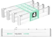 Expandable Drawer Dividers 4 Pack, 2.36" High, 12.6-22.8 Clear Drawer Organizers