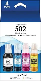 502 Refill Bottles High Capacity Remanufactured for Epson 502 Ink Refill Bottles for Epson 502 Ink Ecotank ET-2720 ET-2800 ET-2803 ET-2840 ET-4700 ET-4800 ET-4810 (BK C M Y)