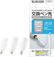 Elecom P-TIPAPY01CR Replacement Nib for Apple Pencil, Set of 3, Transparent Tip for Easy Viewing, Compatible with Both 1st and 2nd Generations