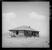 Adobe farmhouse of rehabilitation client. Cimarron County, Oklahoma. Dust bowl