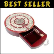 Luxury Continuous Cribbage Board with Pull-Out Drawer & Velvet Cover - 10 Inch