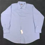 Van Heusen Big Fit Stain Shield LS Collared Blue Dress Shirt Men's 20 34/35